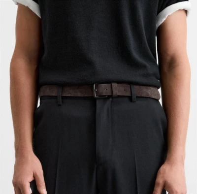 Cinturón Zara Edición Limitada Gamuza Cuero Marrón Talla W40 EU100 XL 6399/305 Nuevo Foto 1 de 4