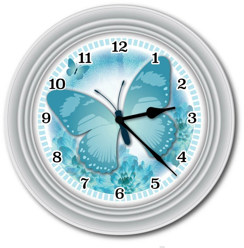 Reloj de Pared Mariposa Azul Turquesa - Dormitorio Cocina Hogar Niñas - GRAN REGALO Foto 1 de 1