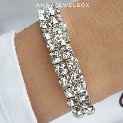 Brazalete de estrás de cristal brillante completo para mujer vendedor del Reino Unido Big Beauty Foto 1 de 4