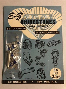 Vintage E-Z Buckle Crafting E-Z Rhinestone & Jewels W/ Setting Attaching Tool - Picture 1 of 3