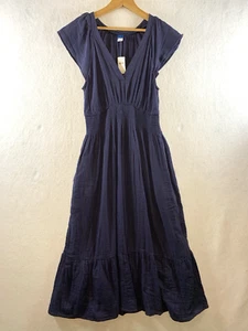 Old Navy Maxi Dress Sz S Navy Ruffle Gauzy Peasant Prairie Boho Beachy Airy - Picture 1 of 17