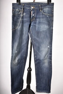 DSQUARED2 Mid Blue Cotton Cool Guy Distressed Chain Denim Jeans 46EU 30x31 Italy - Image 1 of 4