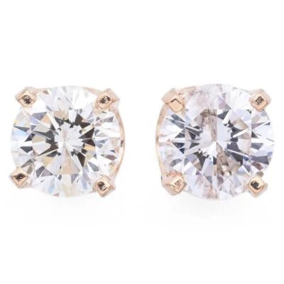 Aretes redondos vintage de diamantes de oro amarillo de 14 quilates de 0,90 TCW Foto 1 de 4