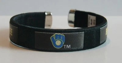 Pulsera banda de fanático de los Cerveceros de Milwaukee joyería de béisbol con licencia MLB Foto 1 de 4