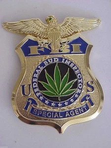FEDERAL BUD INSPECTOR 3.25 in  MARIJUANA  POLICE STYLE BADGE PIN L.E. 300 - Picture 1 of 2