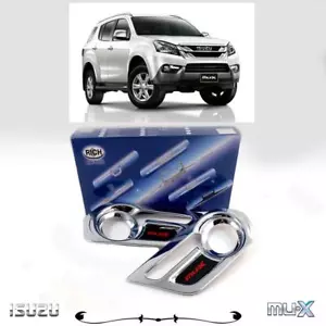 FITS ISUZU MU-X 2014 SUV FOG LAMP SPOT LIGHT COVER CHROME RED PAIR - Picture 1 of 5
