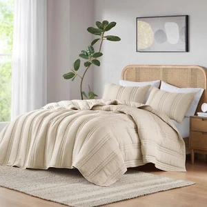 Urban Habitat King Quilt Set Crinkled Channel Quilting Coverlet Set King Size... - Bild 1 von 7