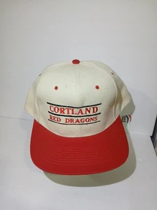 Vintage Cortland Red Dragons KC SnapBack Red Hat Cap Spellout NCAA - Picture 1 of 12