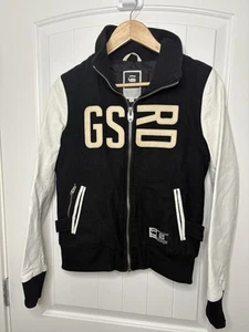 G-Star Raw Jacket Mens S Black Bomber Full Zip Leather/Cotton Pockets No Hood - Picture 1 of 6
