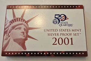 2001 S United States Mint 10 Münzen Silber Proof Set - COA & OGP - Bild 1 von 3