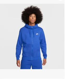 Sudadera con Capucha Nike Sportswear Club Básica Polar Cremallera Completa Azul Real Logo Para Hombre XL - Imagen 1 de 12