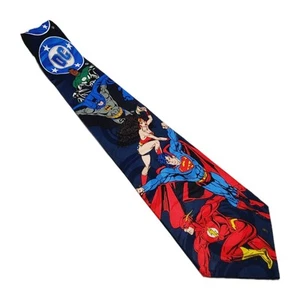 Cartoon Corner Necktie Multicolor DC Superhero Theme Men's Silk Neck Tie - Picture 1 of 5