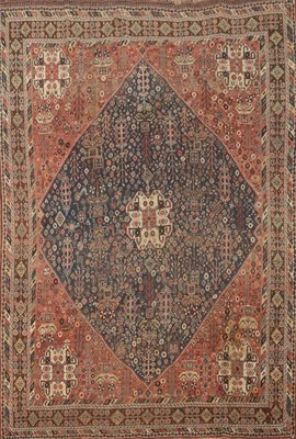 Alfombra antigua de tinte vegetal hecha a mano tradicional tamaño habitación 7x10 anterior a 1900 Foto 1 de 4