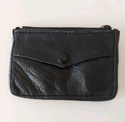Vtg Real Leather & Vinyl 6 Key Case/Coin Purse/Wallet Zipper Snap 4x3 - Image 1 of 4
