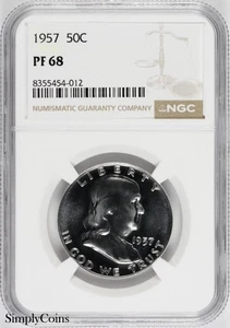 1957 Franklin Half Dollar NGC PF68 PROOF PR68 Silver MQ - Picture 1 of 16