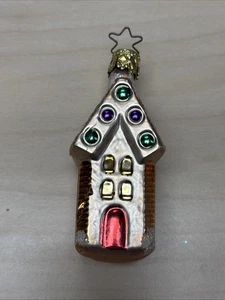 Vintage Inge-Glas - Vidrio Soplado Pan de Jengibre Casa Adorno de Navidad Alemania - Imagen 1 de 8