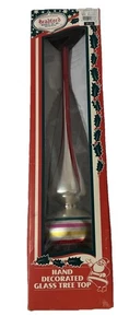 Vintage Bradford Novelty Co Inc handverzierte Glasbaumspitze - Bild 1 von 16