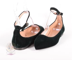 Status Velours Knöchelriemen Ballerinas flache Schuhe Größe 8 US/38 1/2 EU 225 $ neu ohne Karton. - Bild 1 von 5