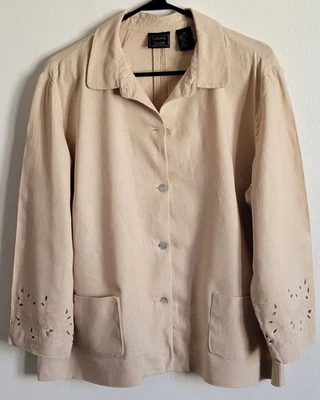 Women's Tan Laura Scott Size 18 Linen Button Down Blouse Preshrunk  - Image 1 of 3