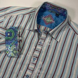 Robert Graham gestreiftes geometrisches Langarmhemd Herren XL bestickt - Bild 1 von 7