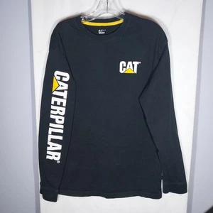 Caterpillar Men's Long Sleeve Tee Sz M Black Spellout Comfy Cozy Casual Shirt - Picture 1 of 6