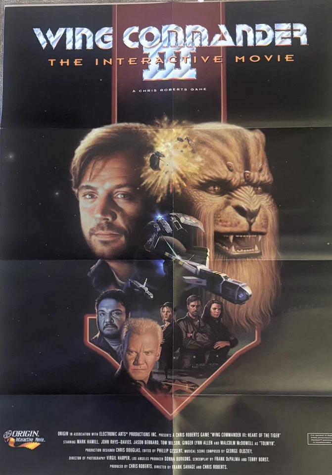Póster original firmado por Ginger Lynn "Wing Commander III" película interactiva 1994 Foto 1 de 1