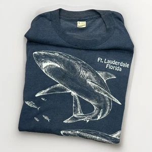 VTG 80s Screen Stars Ft Lauderdale Florida Single Stitch Shark Graphic Tshirt M - Picture 1 of 11