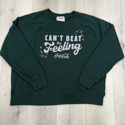 Wildfox Coca-Cola толстовка пуловер графический принт зеленый женщин размер большой винтажный - Изображение 1 из 4