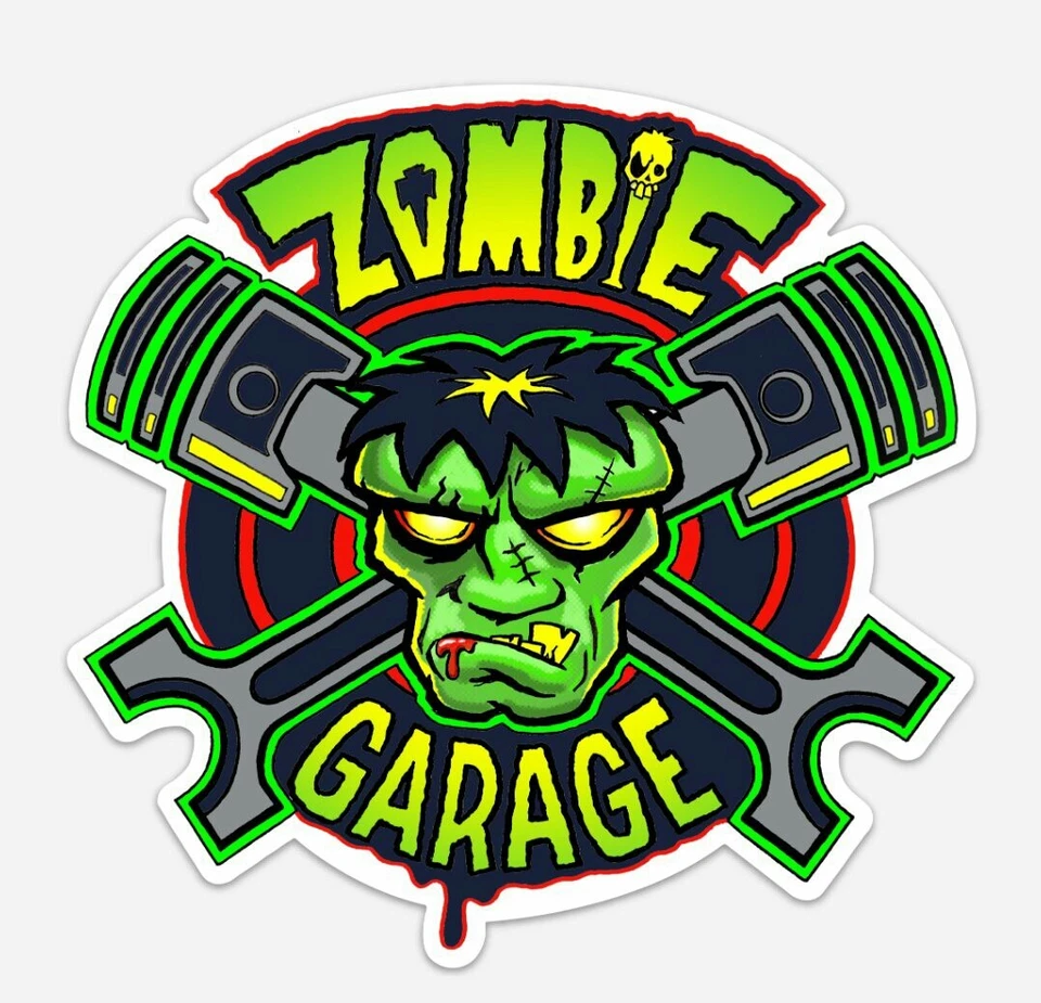  Zombie Garage sticker decal by artist Greg Panneitz. Laptop  - Image 1 of 1