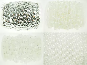 Acrylic Crystal Pearls Beads String  Rope Rolls Iridescent Decorative Trimming - Picture 1 of 37