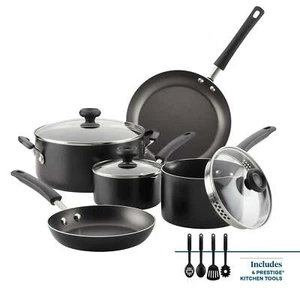 12-teiliges Easy Clean Antihaftbeschichtetes Aluminium Kochgeschirr Set Schwarz - Bild 1 von 9