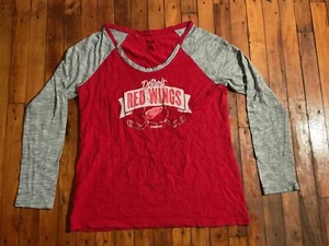 Reebok NHL Womens Detroit Red Wings Hockey Glitter Sparkle Long Sleeve Shirt 2XL - Picture 1 of 6