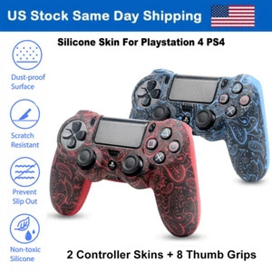 2PCS Leaf Silicone Rubber Cover Skin Protective Case Grip For PlayStation 4 PS4 - Picture 1 of 8