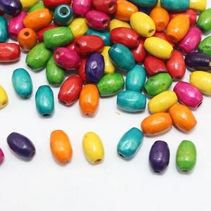 500 Mixed Colour 8X5mm Mini Oval Wood Beads~Wooden Spacer Beads - Picture 1 of 6