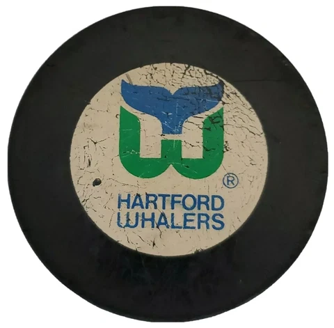 HARTFORD WHALERS NHL VINTAGE JOHN A. ZIEGLER GAME PUCK TRENCH MFG. RARE 🇨🇿 Cover