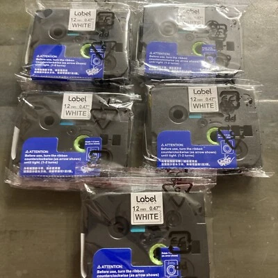 5 Pk Label Kingdom Tape 12mm Refill 0.47" Laminated White