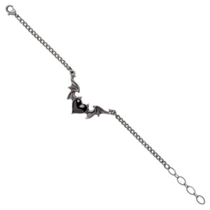 Blacksoul Black Heart Armband Schwarz Herz Fledermaus Flügel Goth Rock Zinn Schmuck - Bild 1 von 3