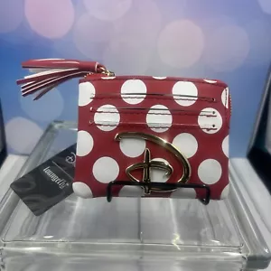 Loungefly Disney Red & White Polka Dot "D" Logo Zip Coin Purse/Cardholder  NWT  - Picture 1 of 3