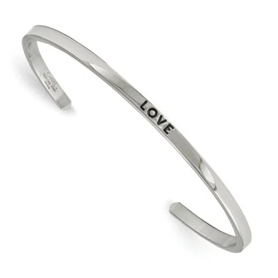 Brazalete de acero inoxidable pulido Love CZ 3 mm Foto 1 de 3