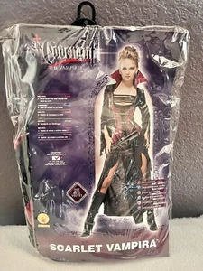 HALLOWEEN KOSTÜM SCHARLACHROT VAMPIRA BUND VAMPIR VAMPIRE ERWACHSENE bis Größe 12 - Bild 1 von 2