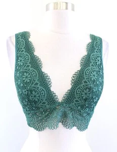 NWT Victorias Secret Green Plunge V Neck Lace Bralette Size S - Picture 1 of 5