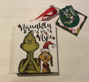 Dr Seuss The Grinch That Stole Christmas With Max Light Up Canvas Tree Ornament - Picture 1 of 10