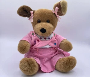 Build A Bear Retired Brown Sugar Tan Puppy Dog Plush BAB Pink outfit 10" Sitting - Picture 1 of 3