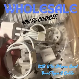 For iPhone 16 15 14 13 12 11 iPad Pro USB C 40W Fast Charger Block PD Cable Lot - Picture 1 of 13