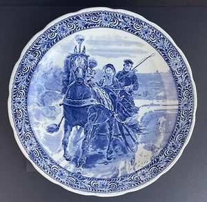 Placa de Pared Azul Delfts Boch Bélgica Grande De Colección, Caballo y Carruaje Placa - Imagen 1 de 21