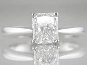 Diamond Solitaire Ring 0.70ct Certified H VS2 Exc Radiant Cut 18ct White Gold - Picture 1 of 1