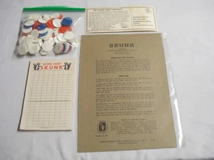 1968 Skunk Game Parts Schaper Chips, Score Sheet, Instructions, & Warranty Card - Picture 1 of 2