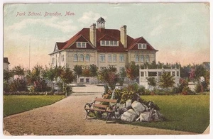Park School Brandon Manitoba Historic Site of Manitoba Private Postcard 1900s - Picture 1 of 2