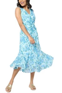 Isaac Mizrahi Live! Vestido midi floral de malla frontal Twist Always Isaac - Imagen 1 de 1