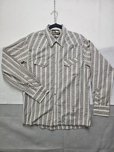 1990 Vtg BILLABONG WESTERN style Long Sleeved Shirt Size L Pearl Snap Button - Picture 1 of 14